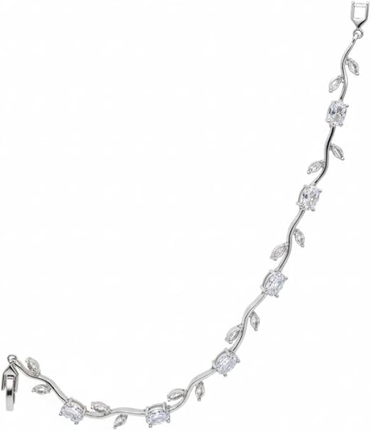 Elegant Leaf Design Bracelet with Rhinestones