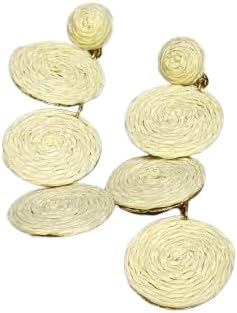 Chic Straw Circle Earrings - Elegant Women's Accessories
