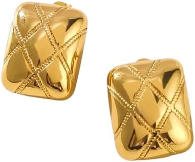 Luxury Gold Square Earrings - Elegant Women's Accessories