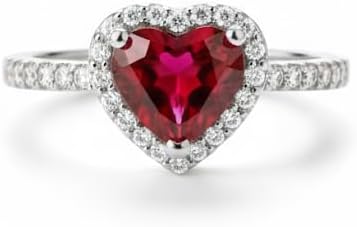 Red Heart Ring with Zirconia