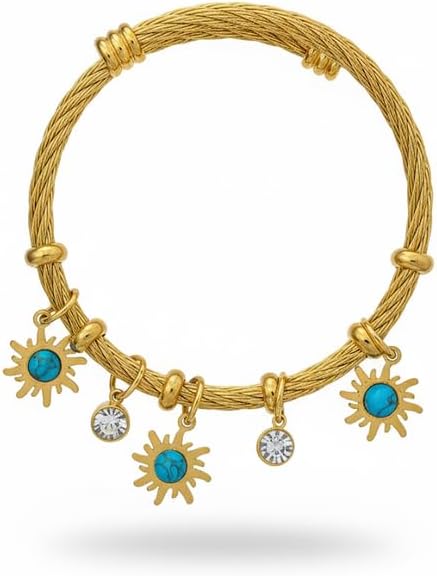Elegant Gold Bracelet with Sun Charms