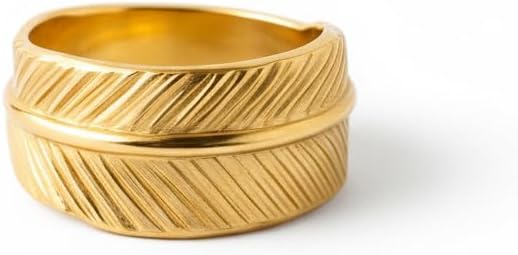Elegant Feather Ring Stainless Steel