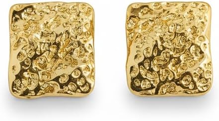 Gold Square Hammered Texture Stud Earrings - Elegant Women's Accessories