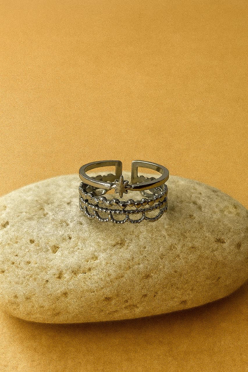 Elegant Three-Layered Stainless Steel Ring