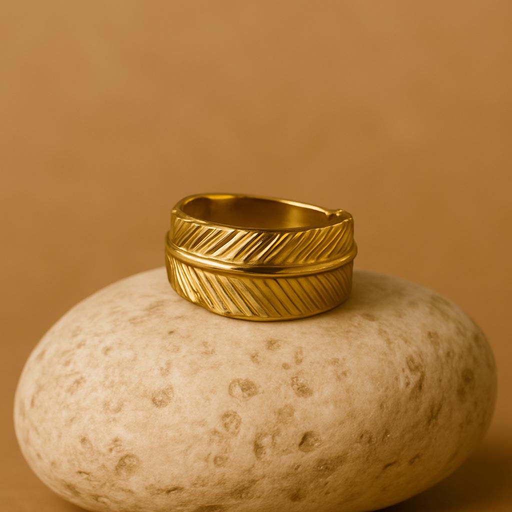 Elegant Feather Ring Stainless Steel