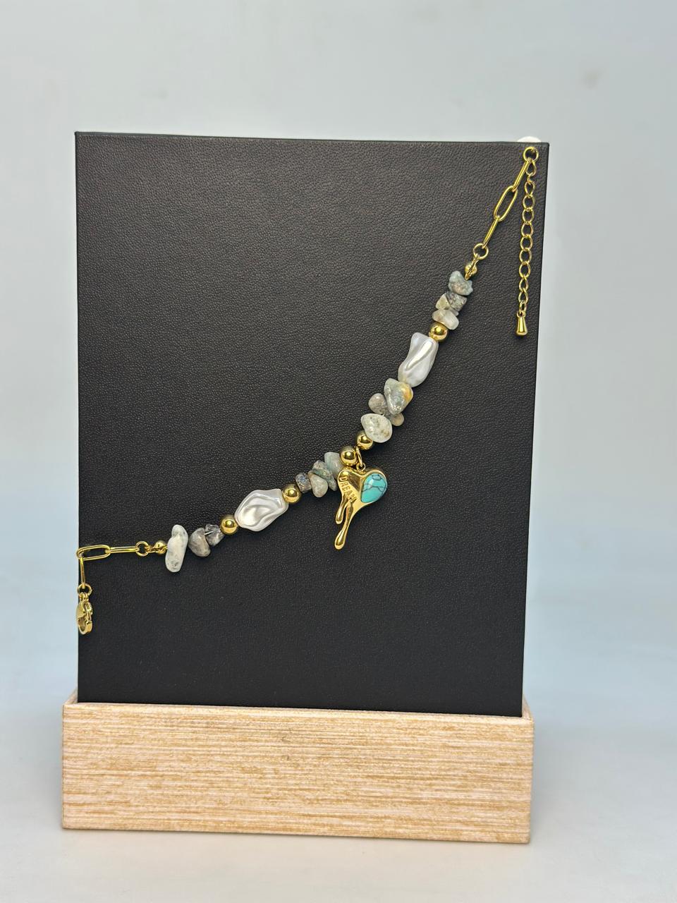 Elegant Stainless Steel Bracelet with Gemstones