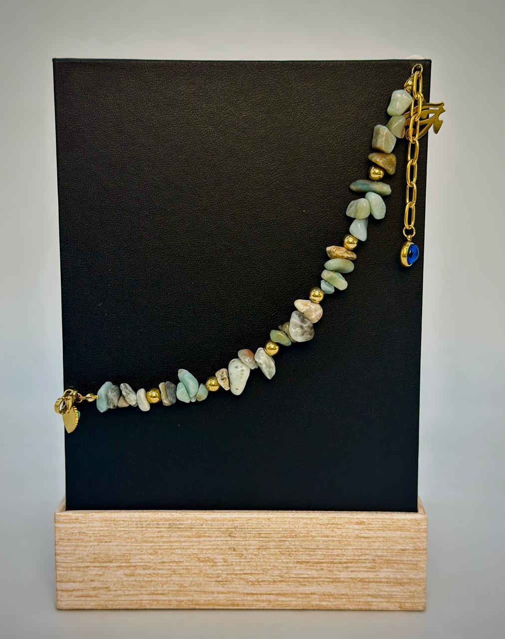 Gemstone Bracelet with Evil Eye