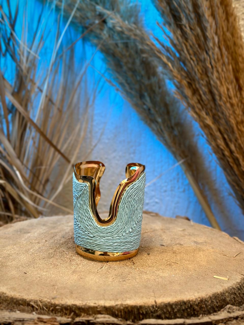 Elegant Turquoise Embroidered Bracelet