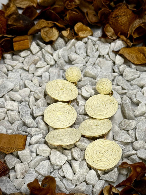 Chic Straw Circle Earrings - Elegant Women's Accessories