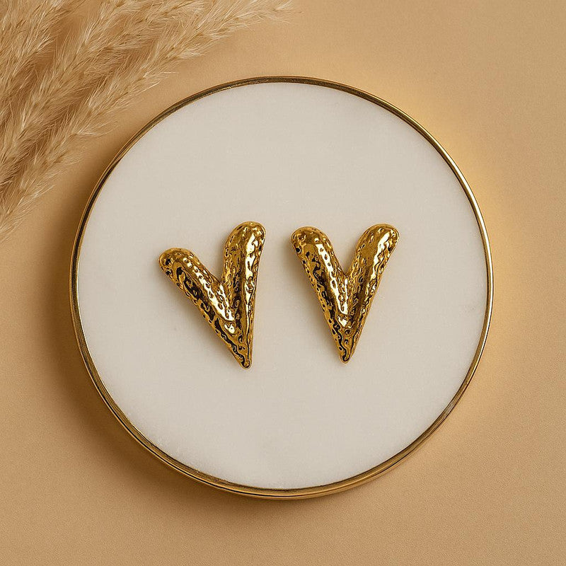 Luxury Gold Heart Earrings - Chic Women's Accessories