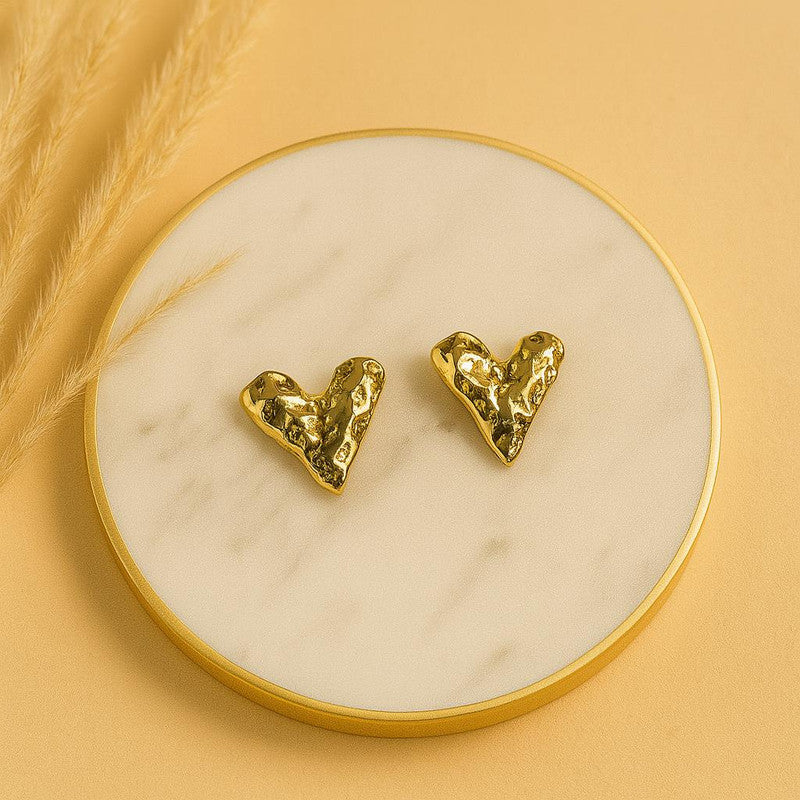 Modern Gold Heart Earrings - Unique Chic Design