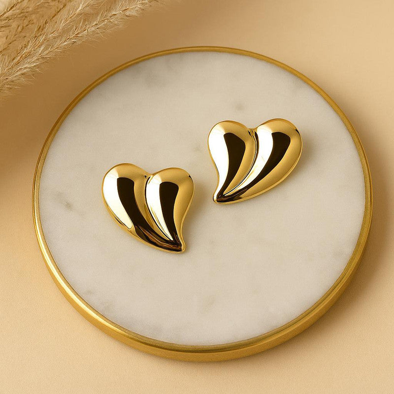 Elegant Gold Heart Earrings - Chic Women's Accessories