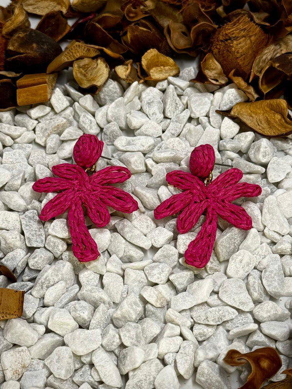 Chic Fuchsia Palm Tree Earrings - Elegant Women's Accessories