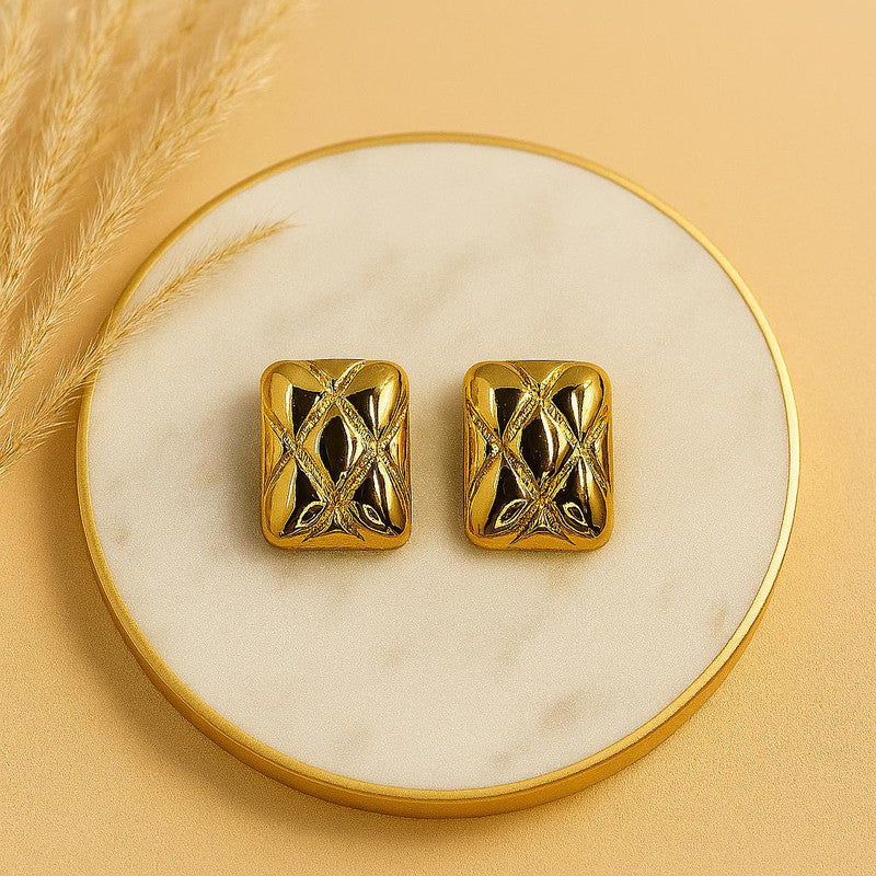 Luxury Gold Square Earrings - Elegant Women's Accessories