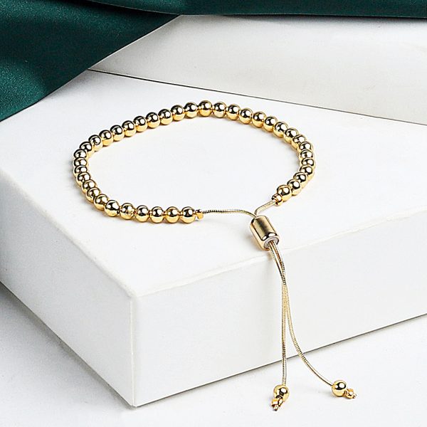 Gold-Tone Adjustable Beaded Bracelet - Image 2