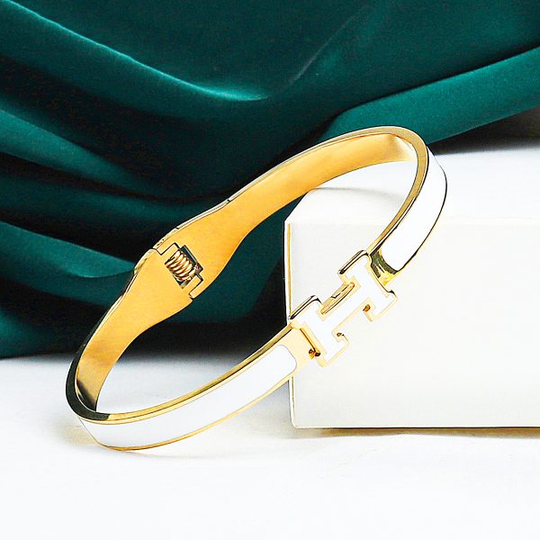 Elegant Metal "H" Bangle Bracelet