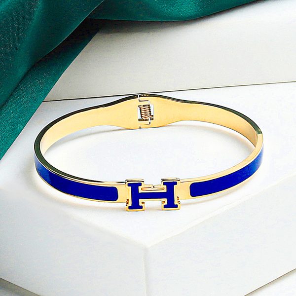 Elegant Metal "H" Bangle Bracelet