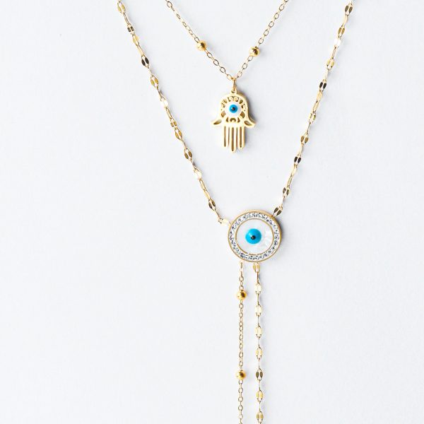 Golden Harmony Evil Eye & Hamsa Necklace