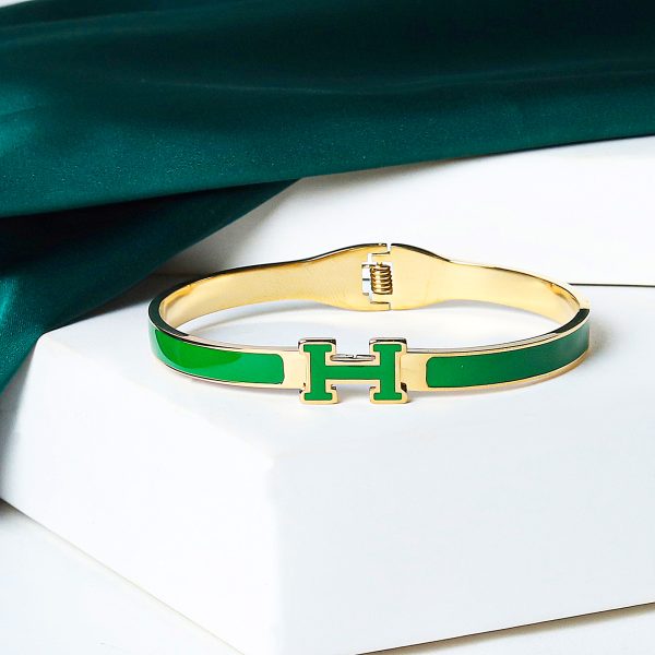 Elegant Metal "H" Bangle Bracelet - Image 2