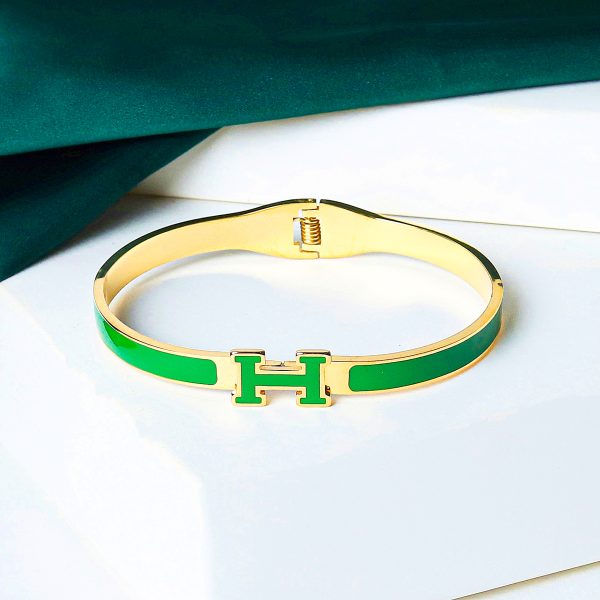 Elegant Metal "H" Bangle Bracelet - Image 3