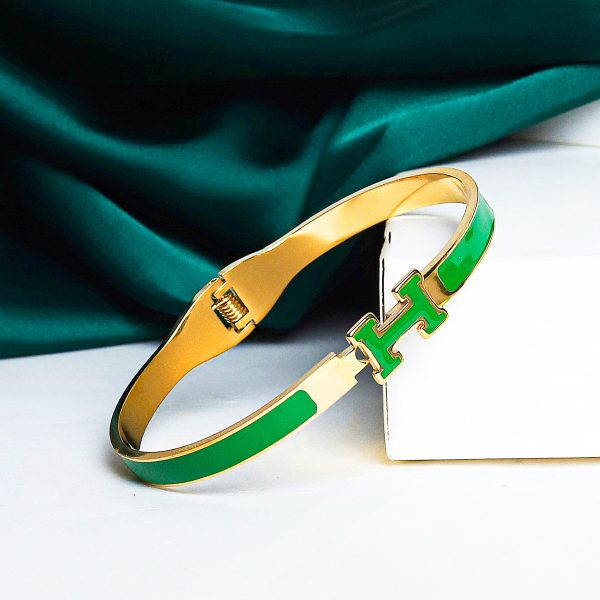 Elegant Metal "H" Bangle Bracelet