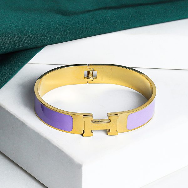 Elegant Metal "H" Bangle Bracelet - Image 2