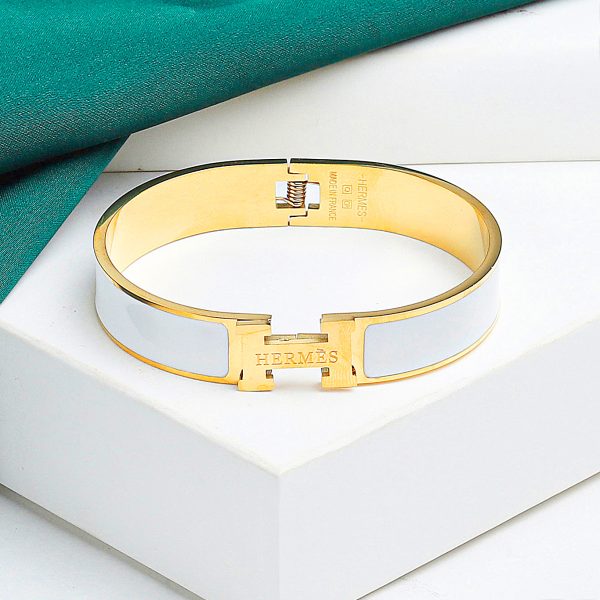 Elegant Metal "H" Bangle Bracelet - Image 2