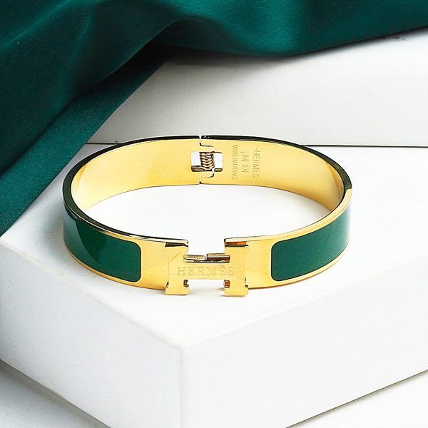 Elegant Metal "H" Bangle Bracelet - Image 2