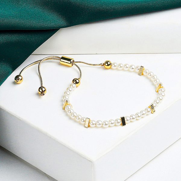 Gold-Tone Adjustable Beaded Bracelet - Image 2