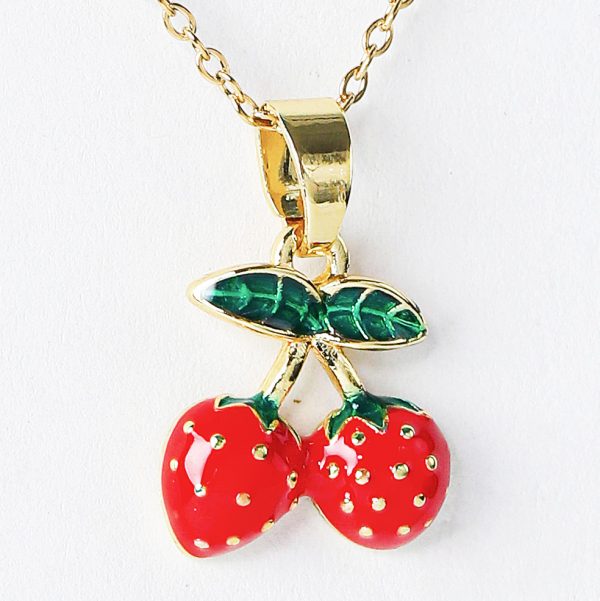 Double shaped strawberry necklace