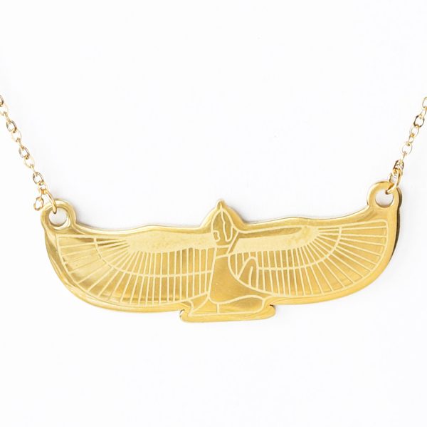 Elegant golden pharaonic eagle necklace