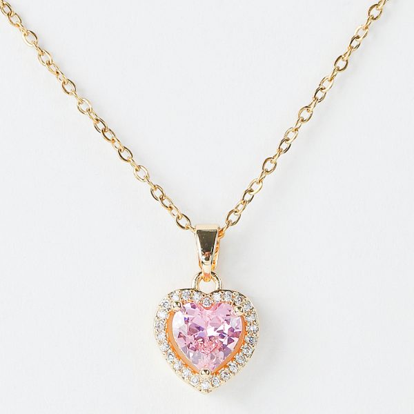 Pink Glitter Heart Shape Necklace - Image 3