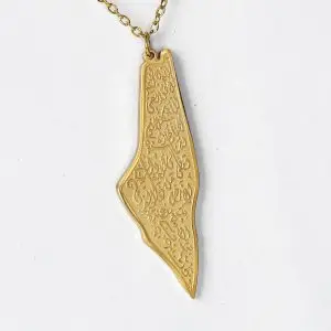 Palestine map necklace with Arabic letter decoration