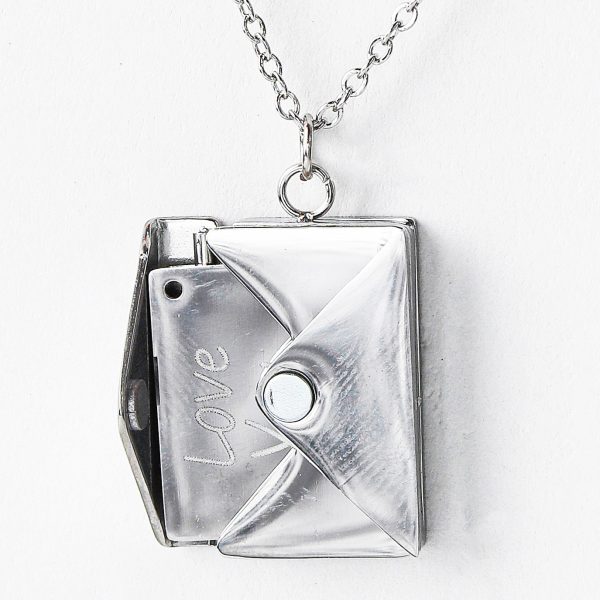 Silver envelope necklace