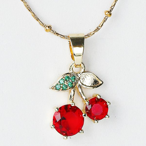 Double Cherry Bead Necklace